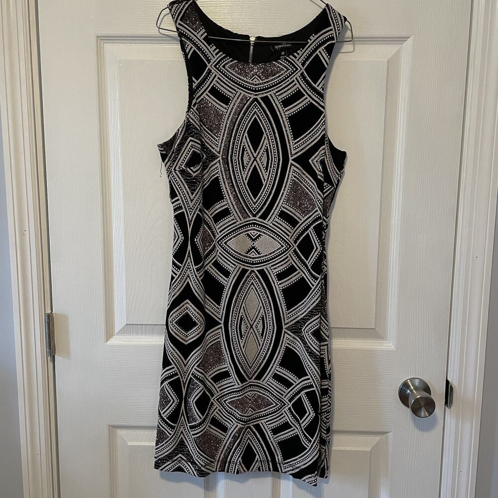 Women’s Dress Size 13 Black And Silver Sleeveless Full Back Zipper Formal